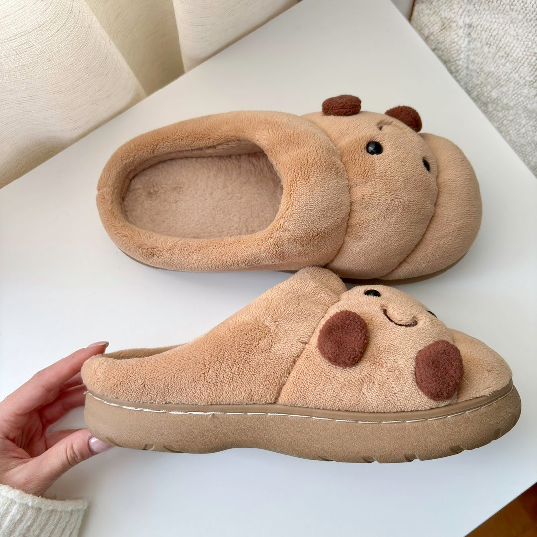 Happy Croissant Plush Slippers