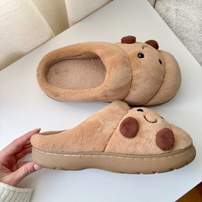 Happy Croissant Plush Slippers
