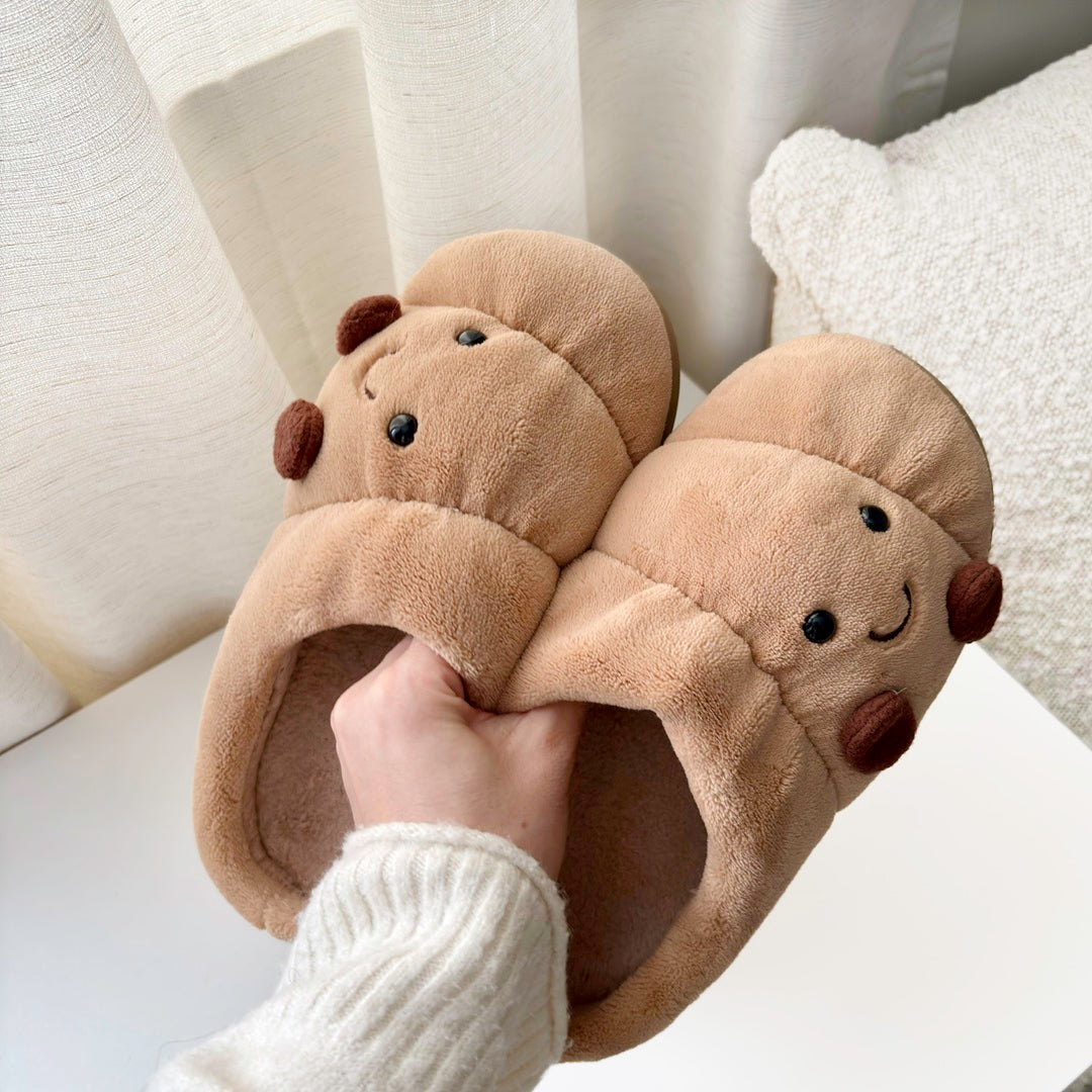 Happy Croissant Plush Slippers