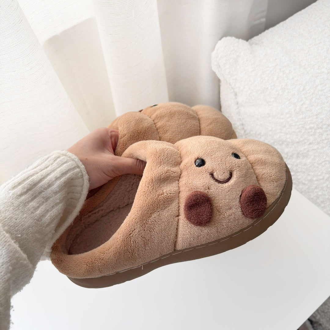Happy Croissant Plush Slippers