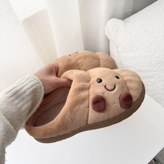 Happy Croissant Plush Slippers